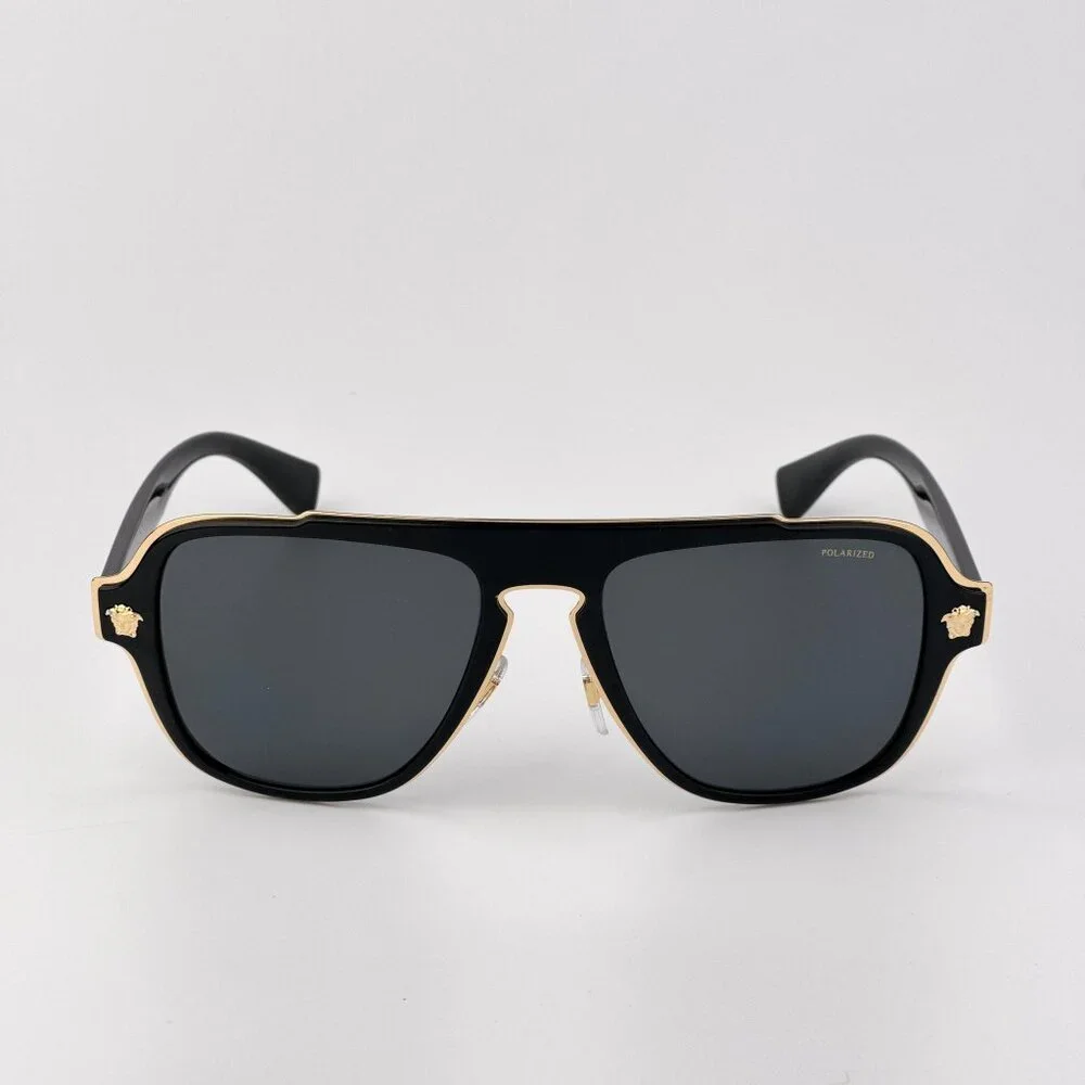 Versace Men’s Sunglasses – Black Aviator Frame Polarized Lenses | VE2199 100281
